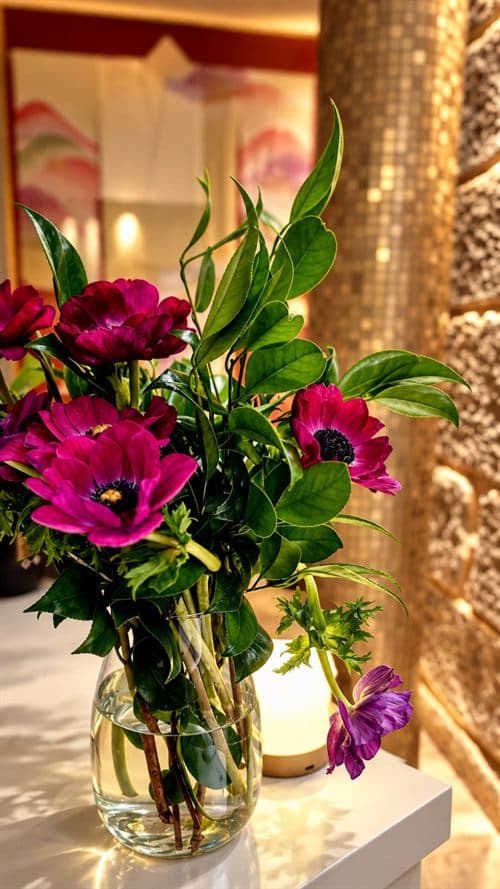 Detalle floral de la recepción de Asiática Spa en Vigo
